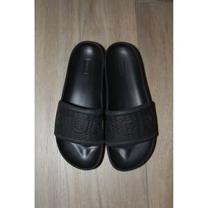 Hunter Women's Original Logo Slide Sandals Black Rubber Slip On Shoes UK 5W US 7